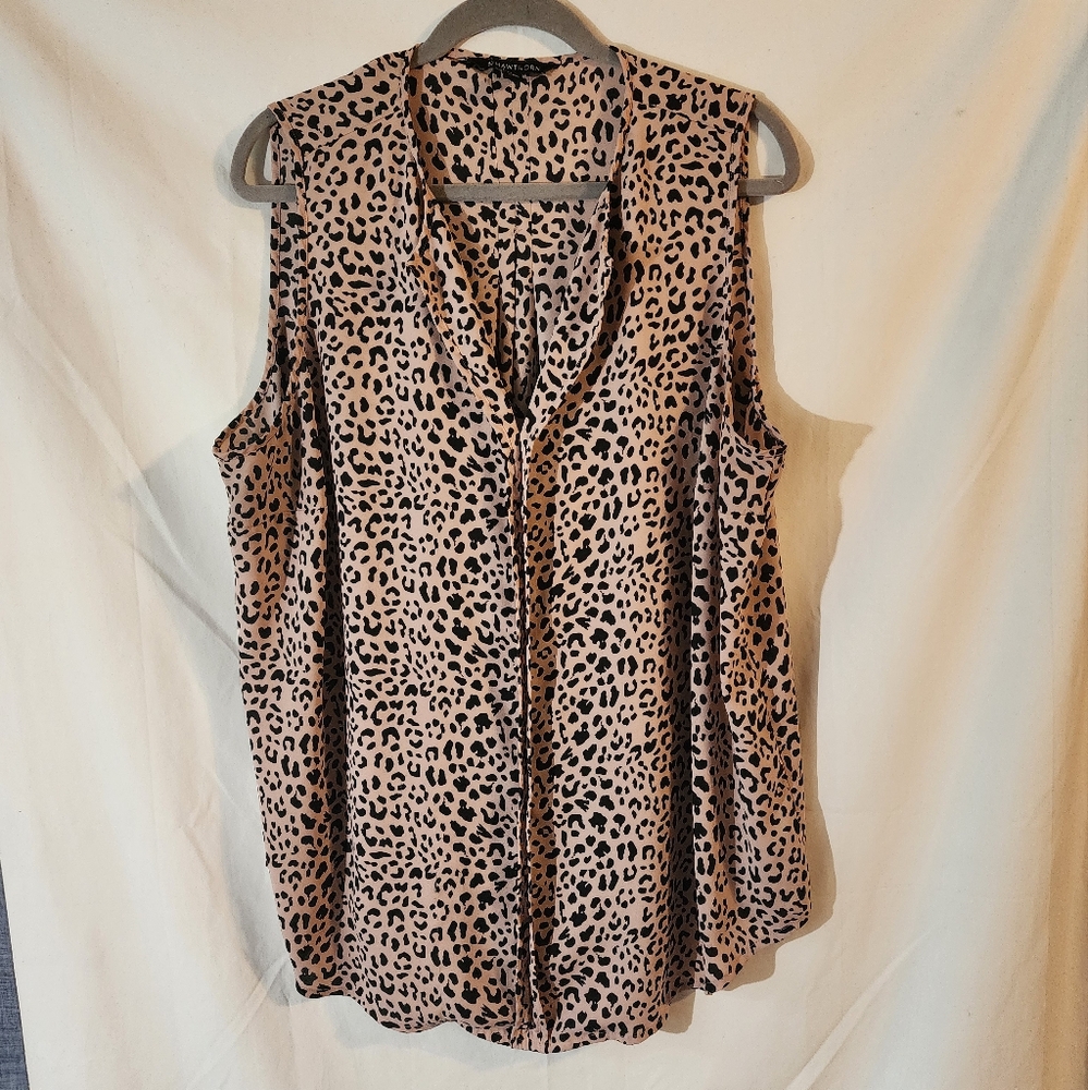 Leopard Print Sleeveless Blouse